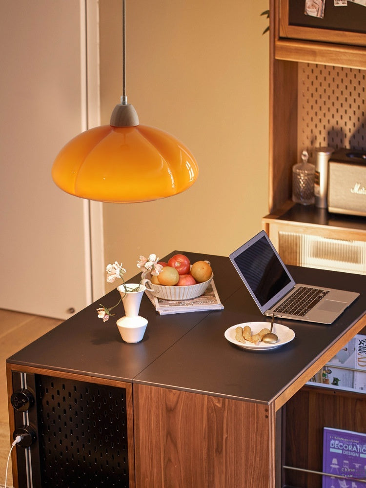 Vintage Wooden Carved Gourd Light Fixture