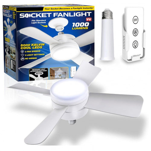 Remote-Controlled Smart LED Fan Light with Adjustable Socket and Screw