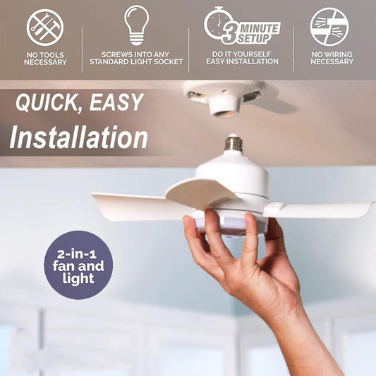 Remote-Controlled Smart LED Fan Light with Adjustable Socket and Screw